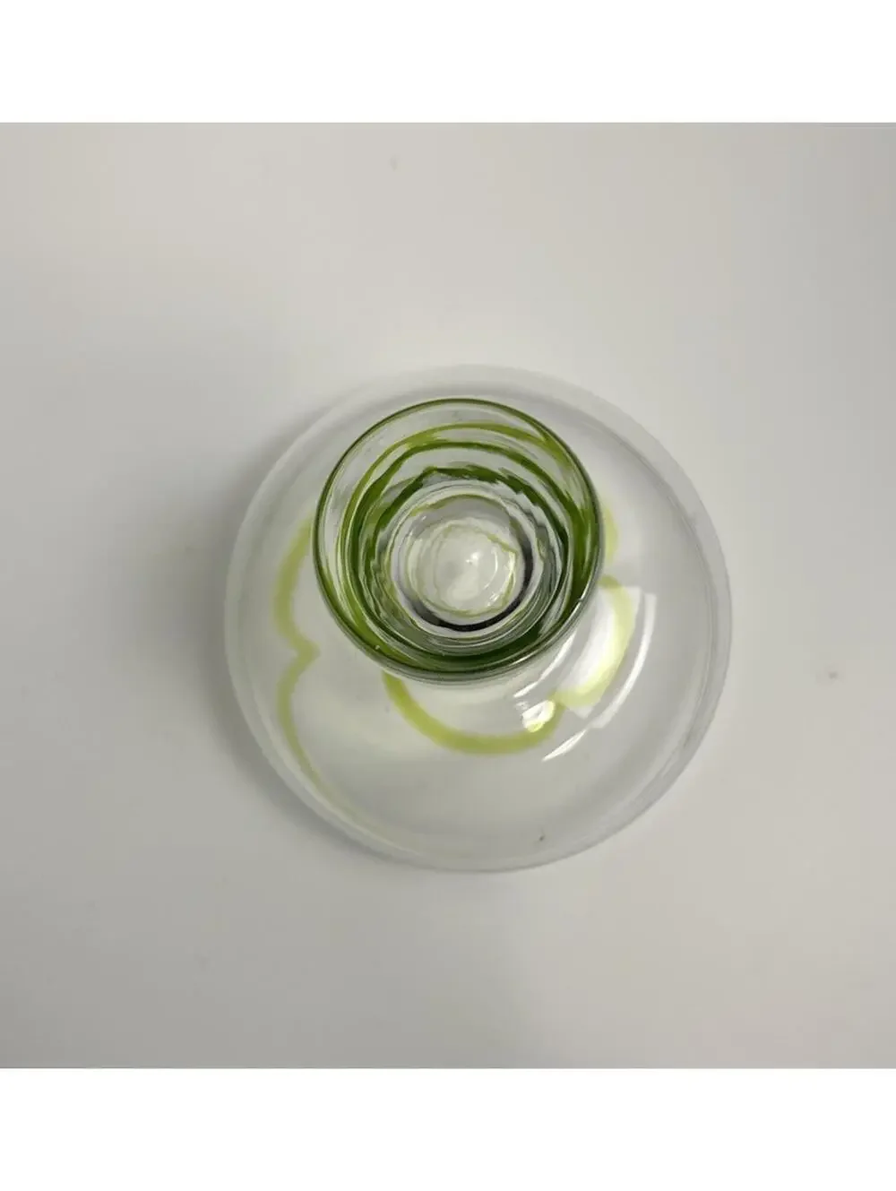 Pier 1 Mouth Blown Margarita Glass wirh Lovely Green Swirl on Stem and Bowl.